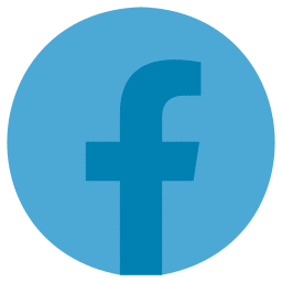 A blue circle with a lowercase white "f" in the center, representing the Facebook logo, often seen on a vet or veterinarian’s social media page.